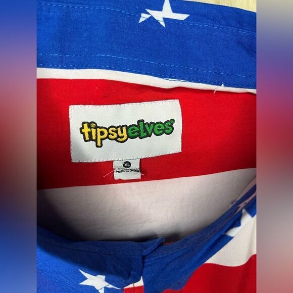 Tipsy Elves American flag button down sz XL - Picture 4 of 12